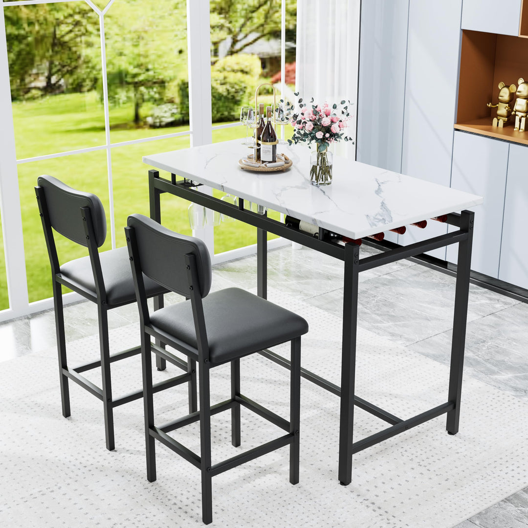 3-Piece Dining Table Set with Wine Rack