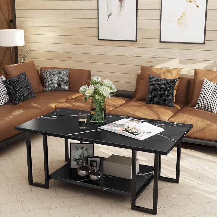 Modern Faux Marble Top Coffee Table