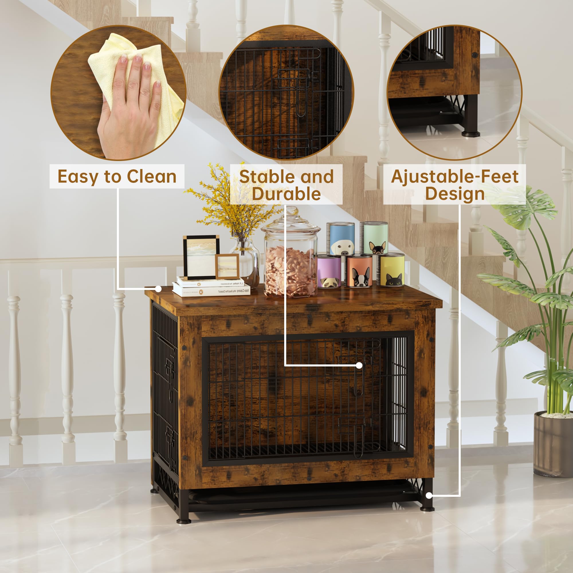 Large wooden dog crate furniture best sale