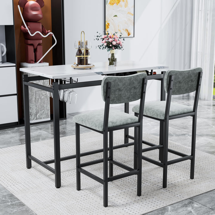 3-Piece Dining Table Set with Wine Rack