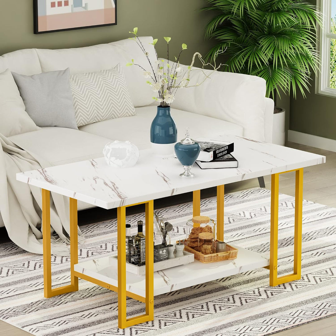 Modern Faux Marble Top Coffee Table