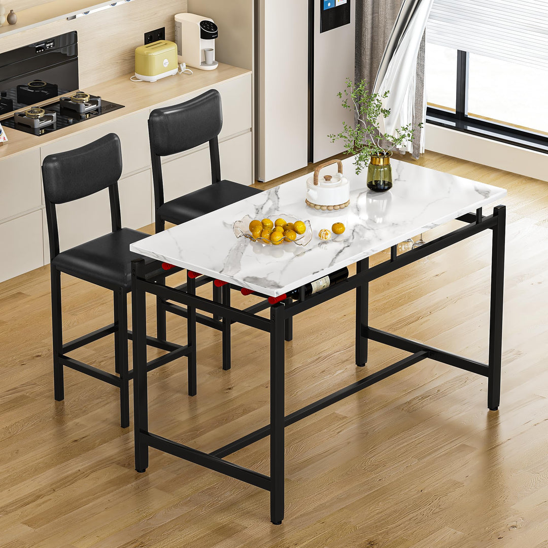 3-Piece Dining Table Set with Wine Rack