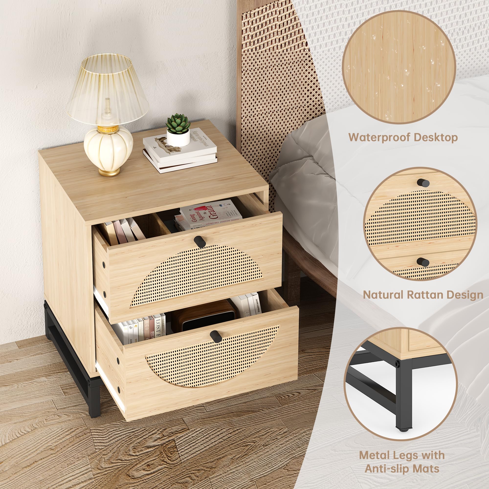 Nightstands Set of 2 Modern Bedside End store Tables Night Stands with Drawer