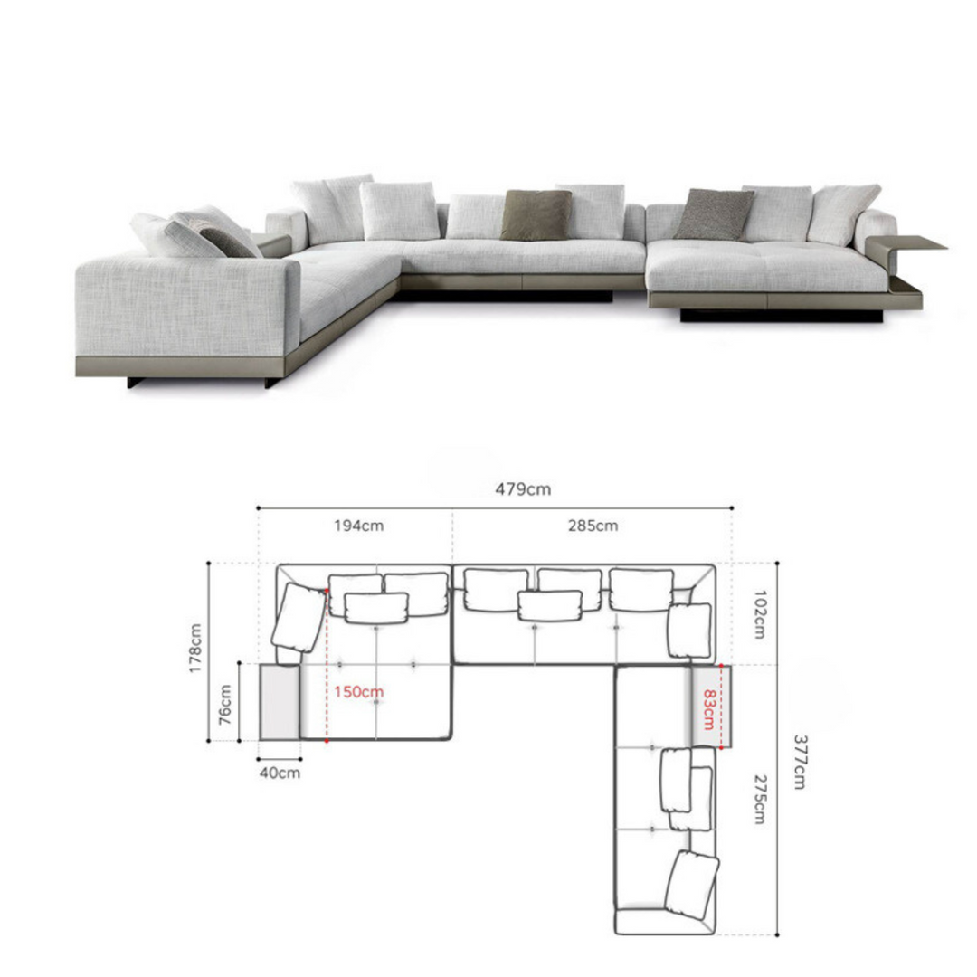 Italy Luxury Connelly L-Shape Corner Sectional Sofa