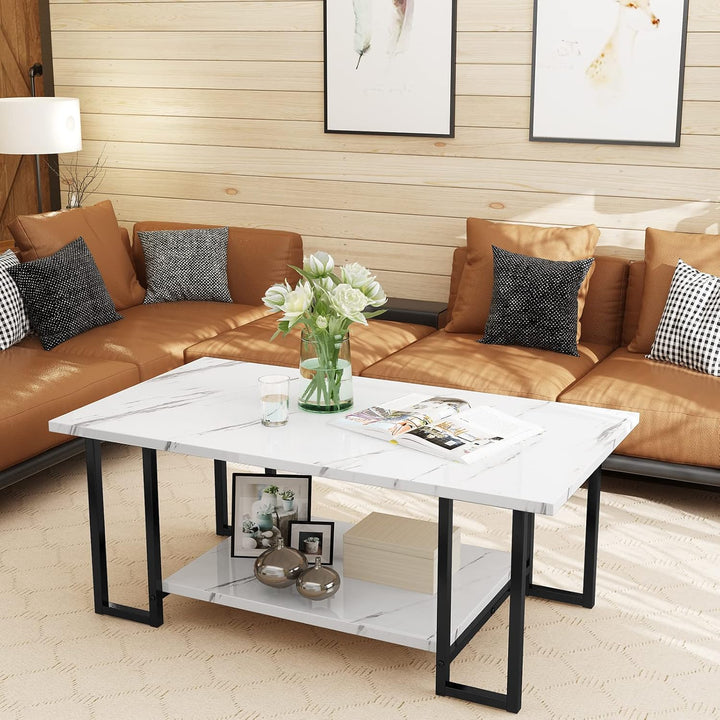 Modern Faux Marble Top Coffee Table