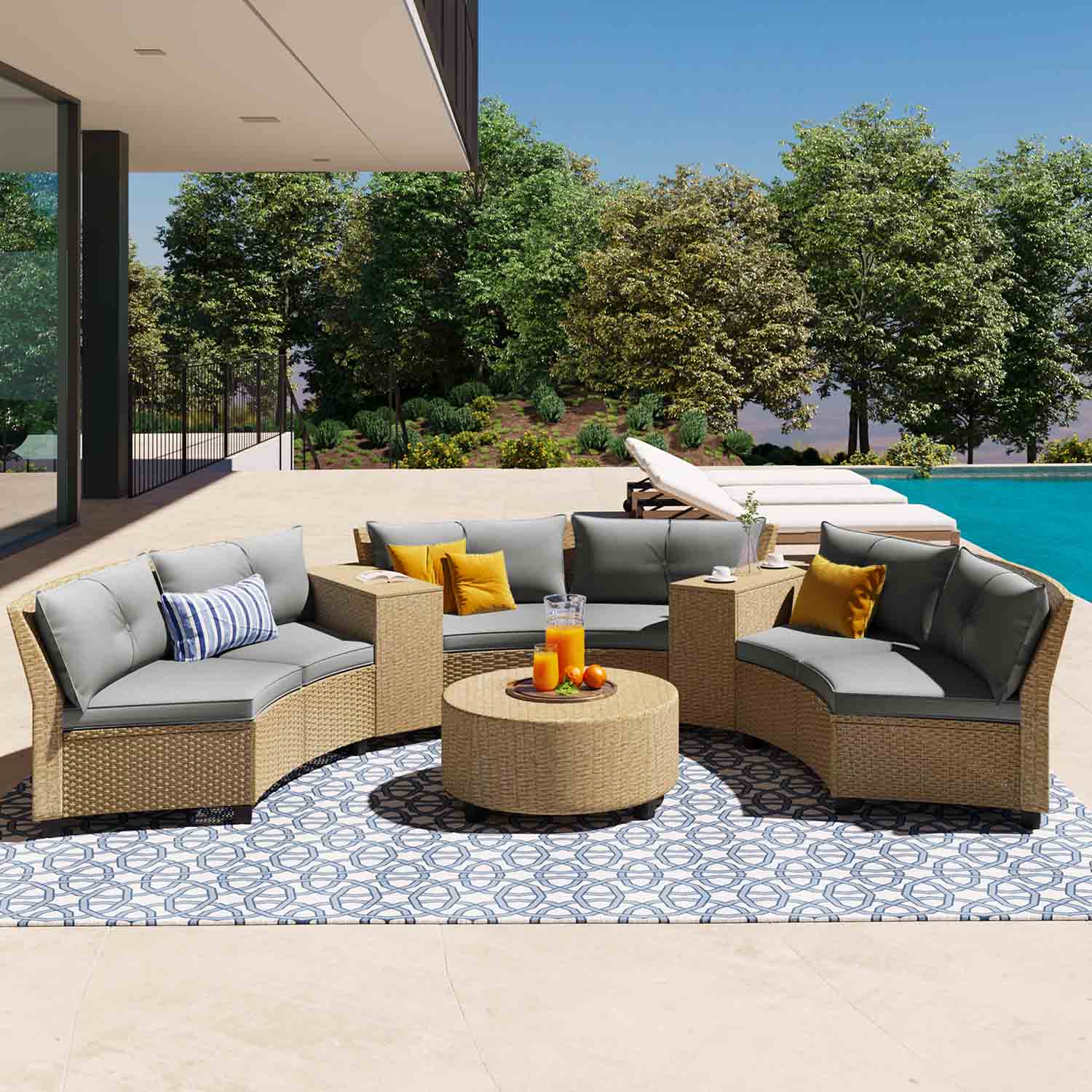 Curved top outdoor discount cushions