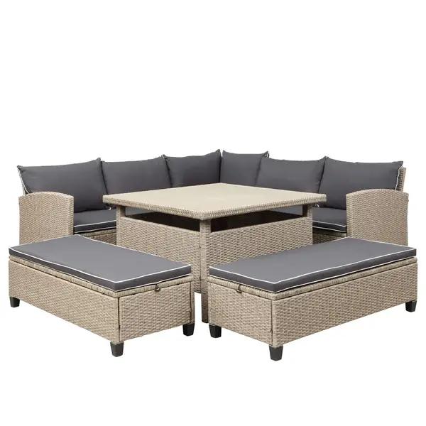 Outdoor corner sofa with dining table online